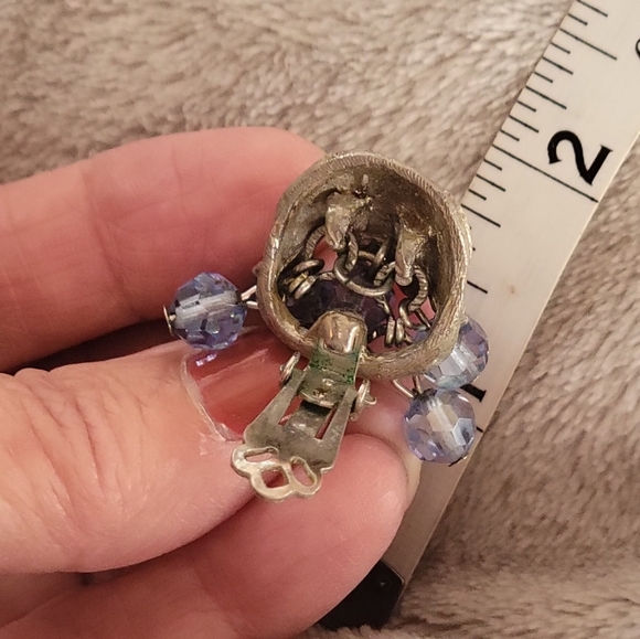 Vintage Blue Glass & Silverton Earrings - Picture 4 of 4
